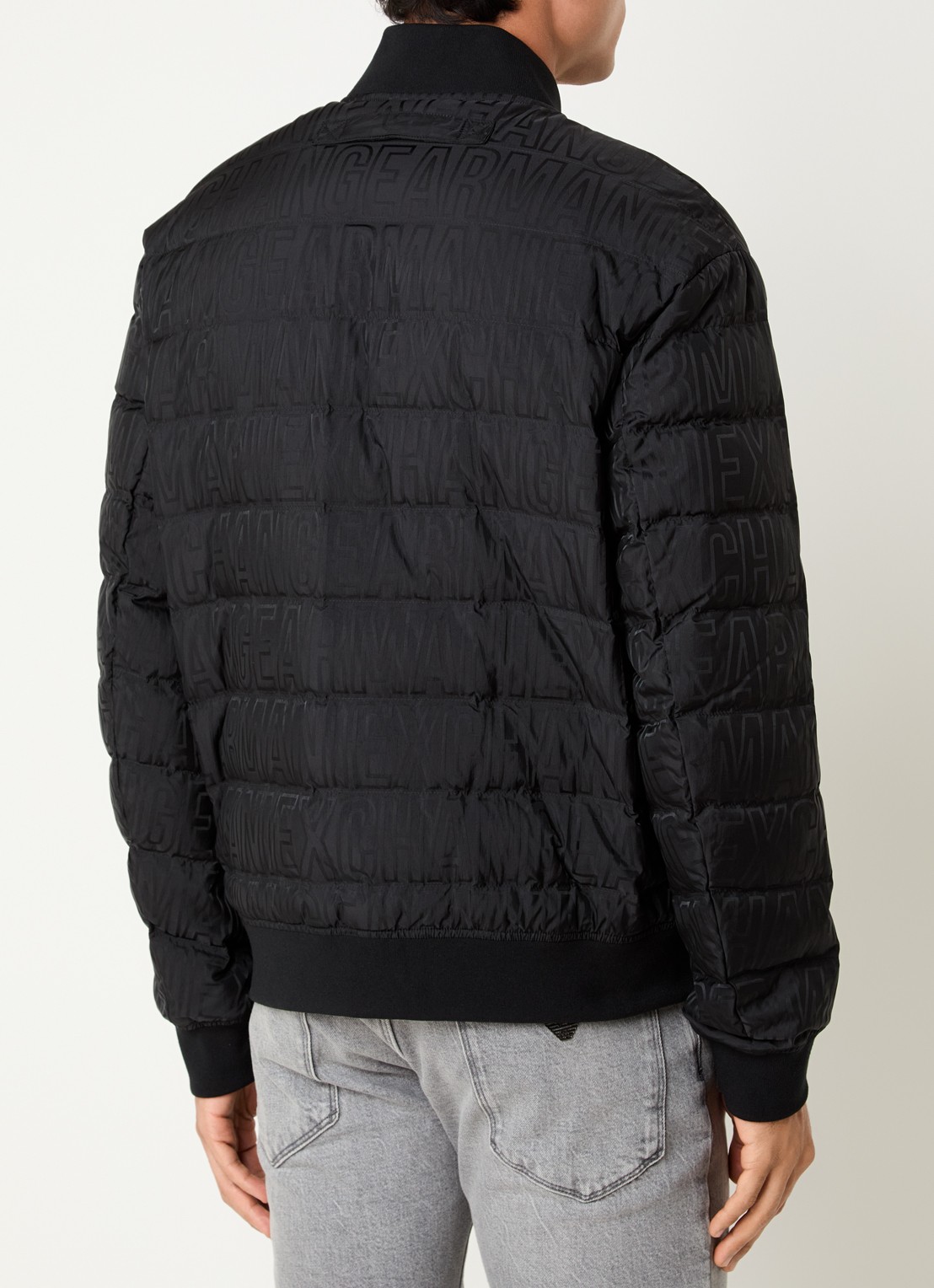 Armani Gewatteerd bomberjack met logoprint - achterkant 4 zwart