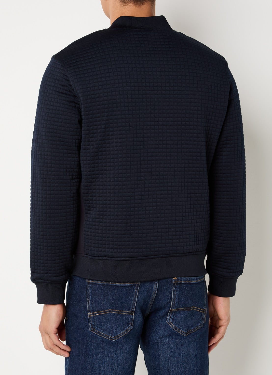 Armani Gewatteerd bomberjack met structuur - achterkant 3 donkerblauw