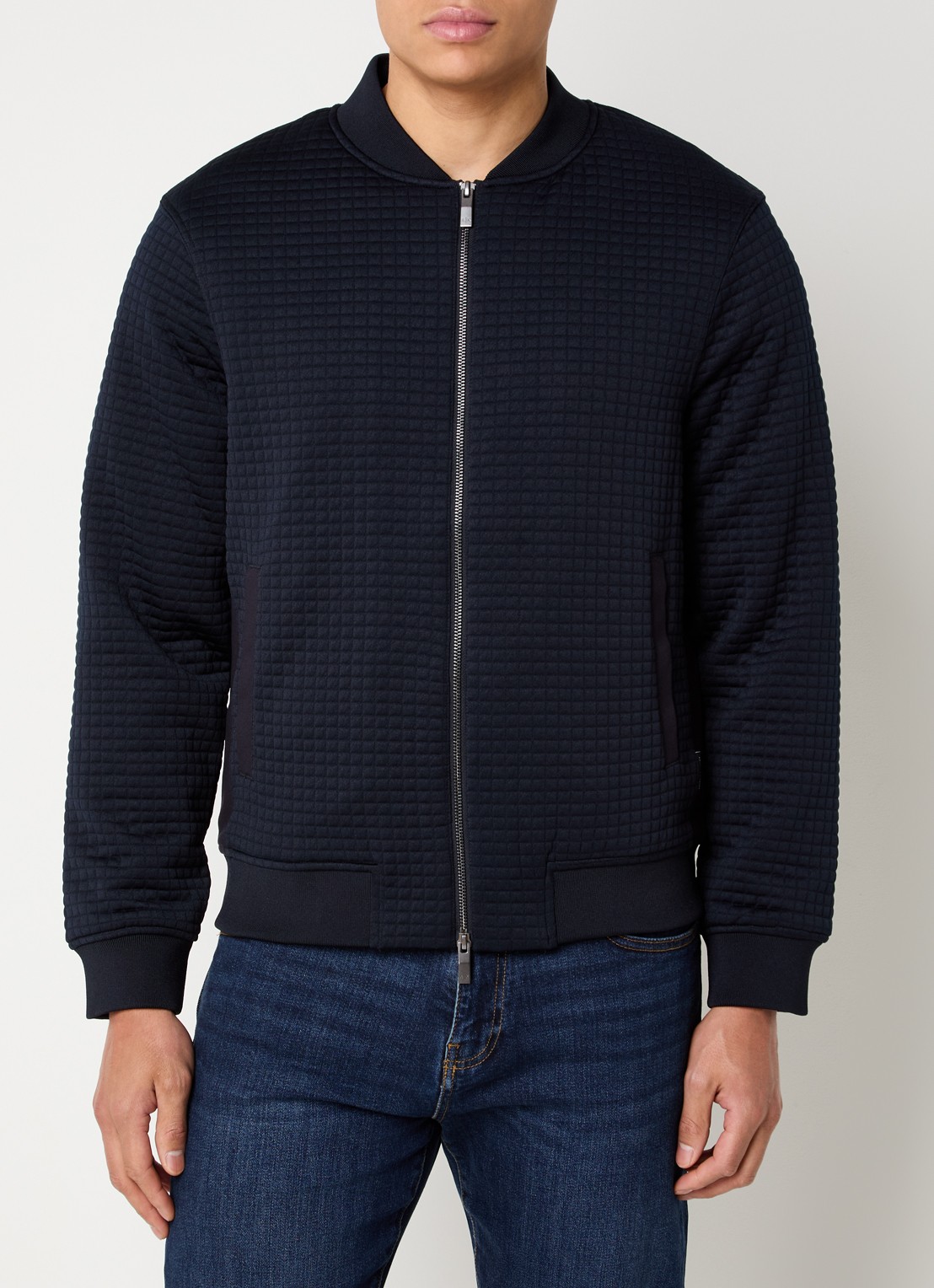 Armani Gewatteerd bomberjack met structuur - detail 4 donkerblauw