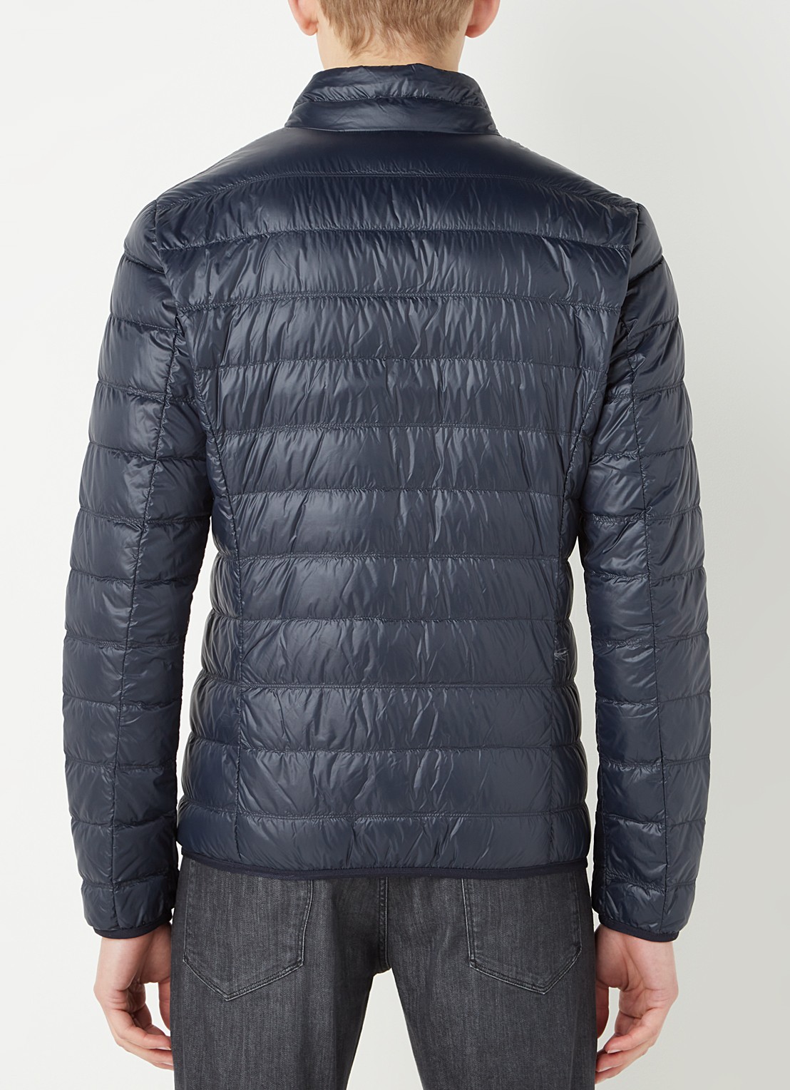 Armani Gewatteerd jack met donsvulling en logo - achterkant 3 donkerblauw