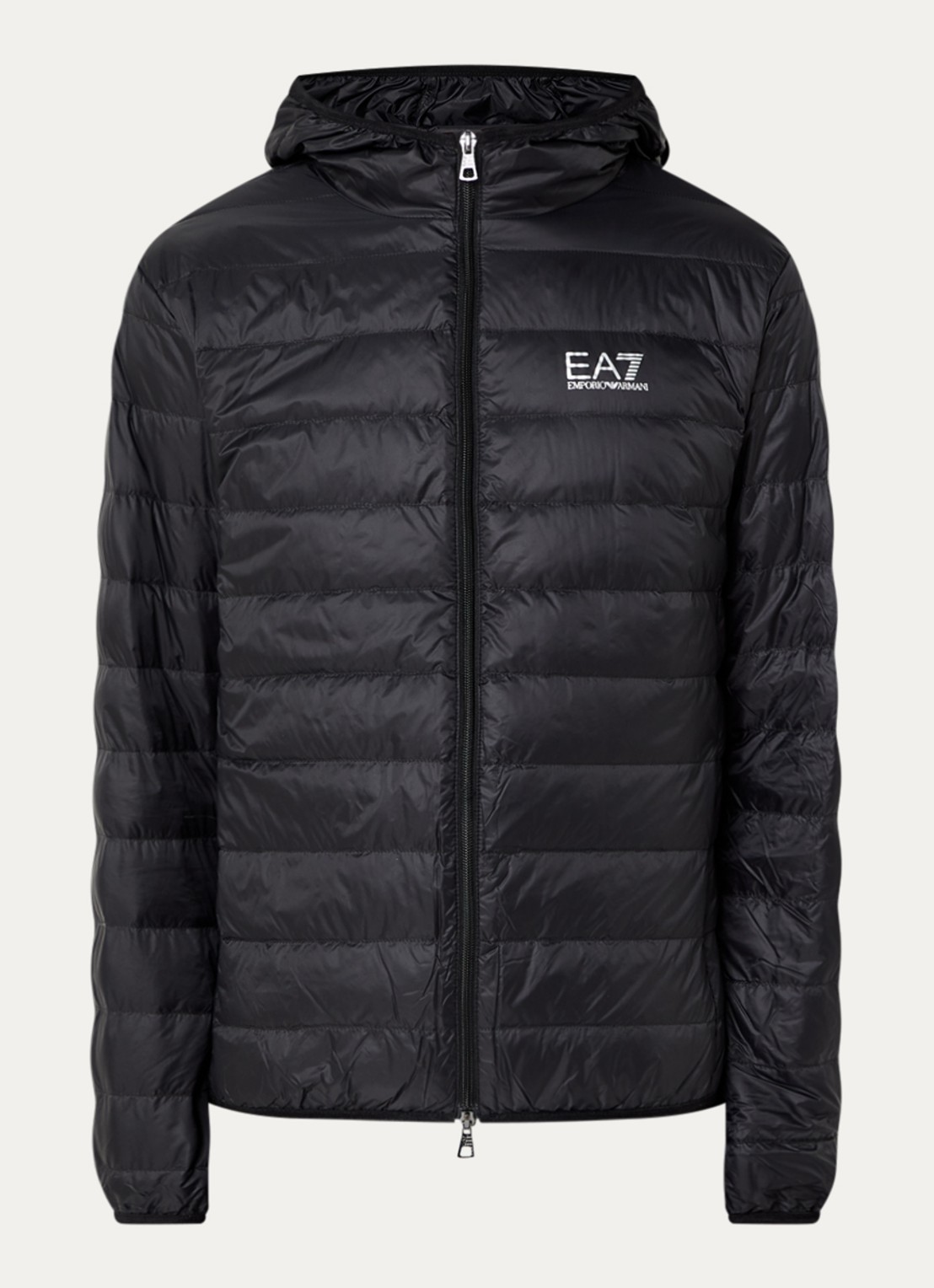Armani Gewatteerd jack met donsvulling en logo - voorkant zwart