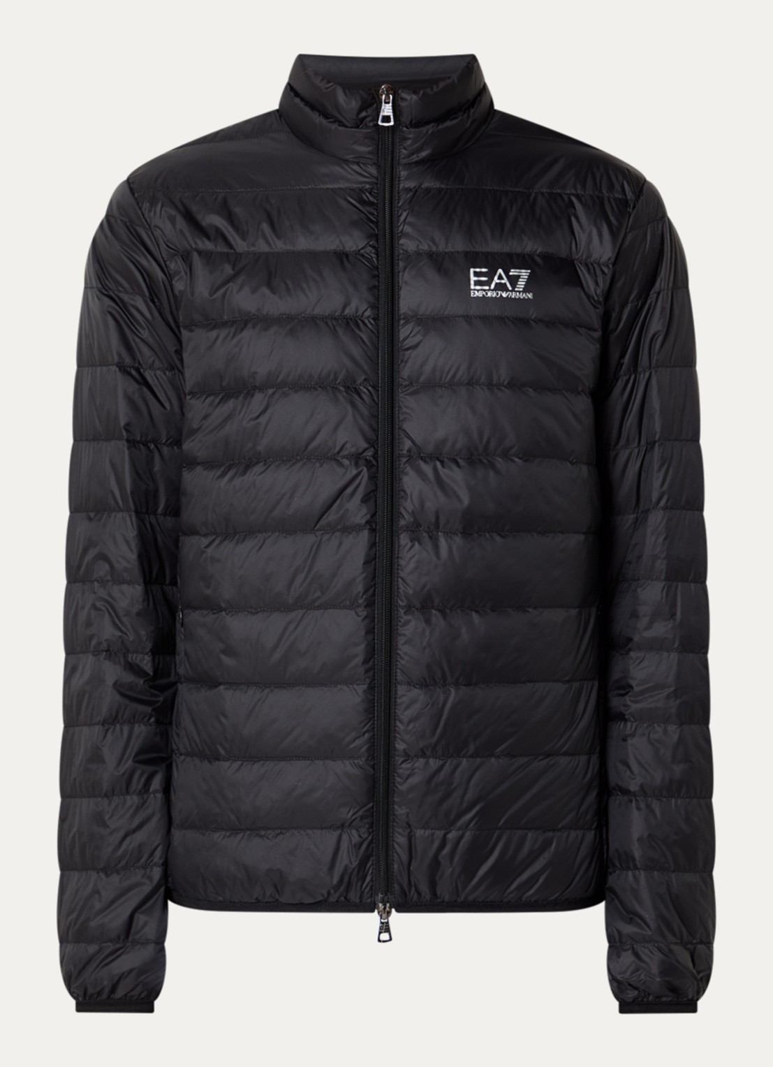 Armani Gewatteerd jack met donsvulling en logo - voorkant zwart