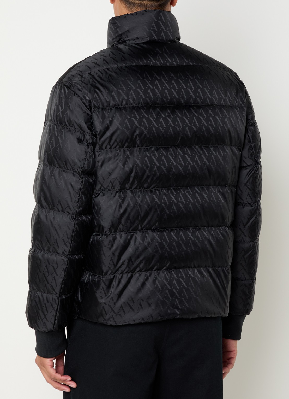 Armani Gewatteerd jack met donsvulling en logoprint - achterkant zwart