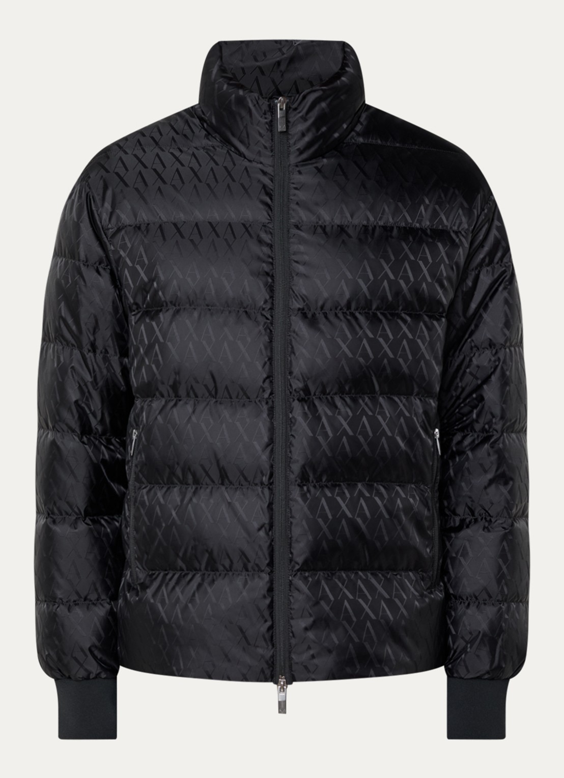 Armani Gewatteerd jack met donsvulling en logoprint - voorkant 2 zwart