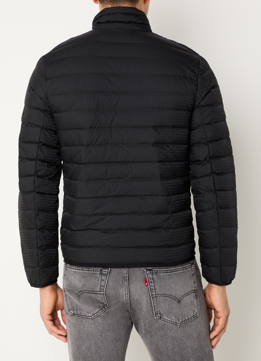 Armani Gewatteerd jack met donsvulling en logoprint - achterkant 4 black beauty / zwart