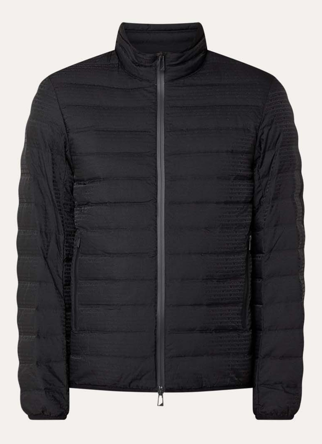 Armani Gewatteerd jack met donsvulling en logoprint - voorkant black beauty / zwart