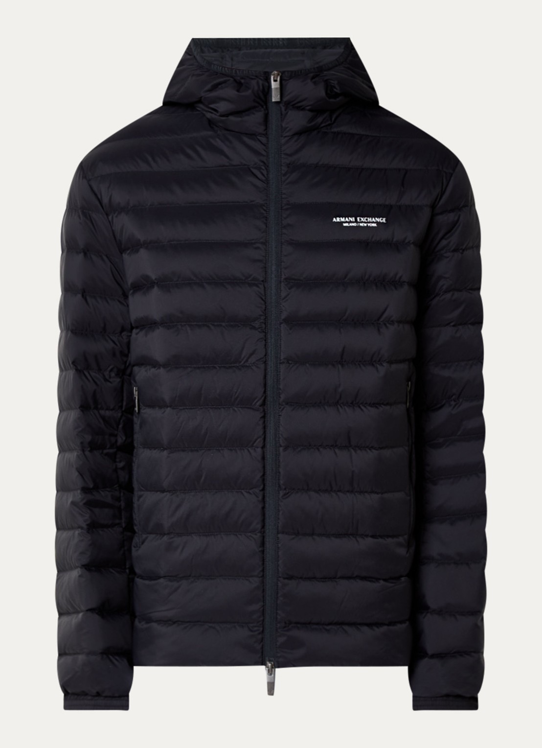 Armani Gewatteerd jack met donsvulling en ritszakken - voorkant 2 donkerblauw