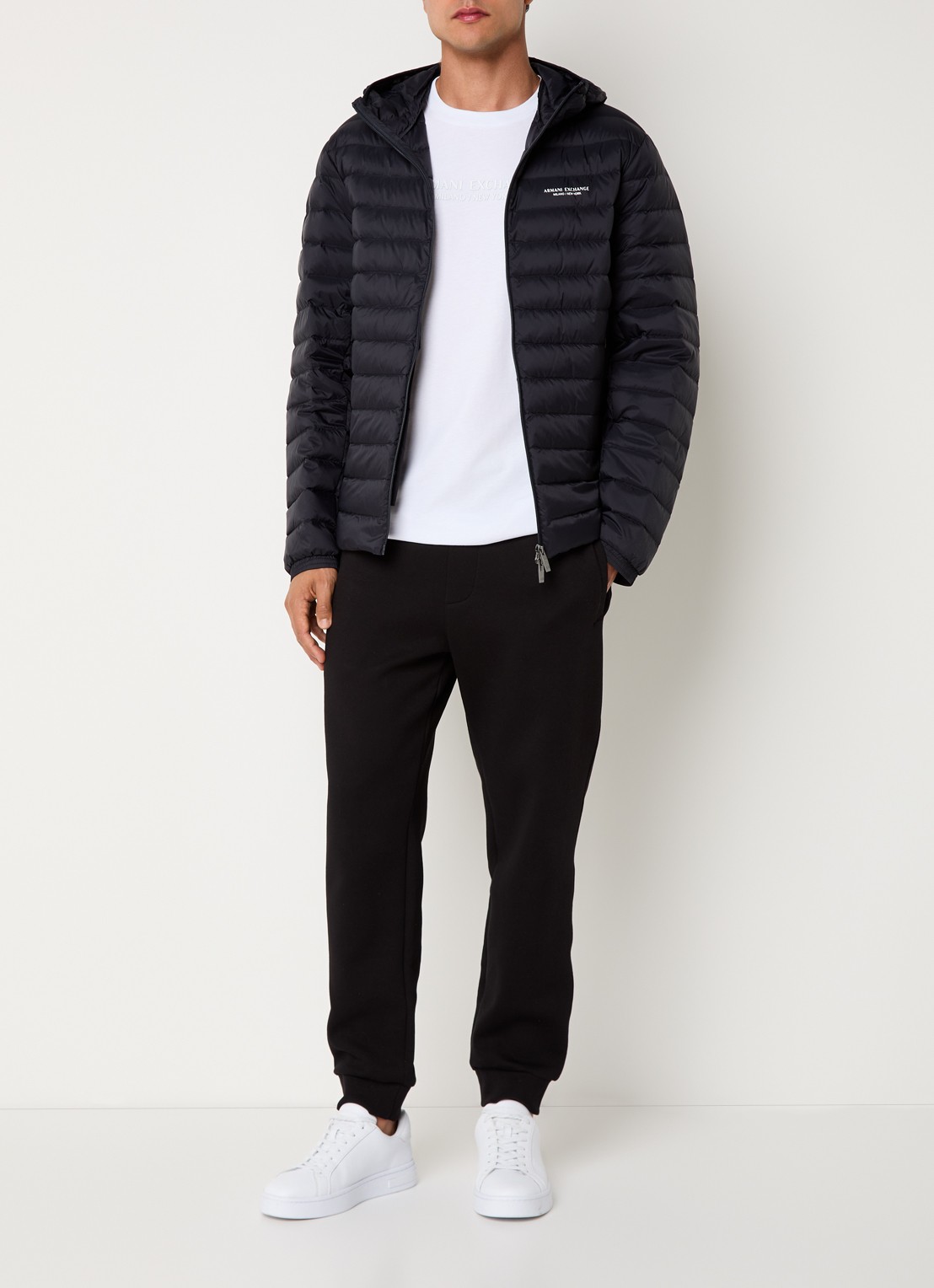 Armani Gewatteerd jack met donsvulling en ritszakken - voorkant 3 donkerblauw
