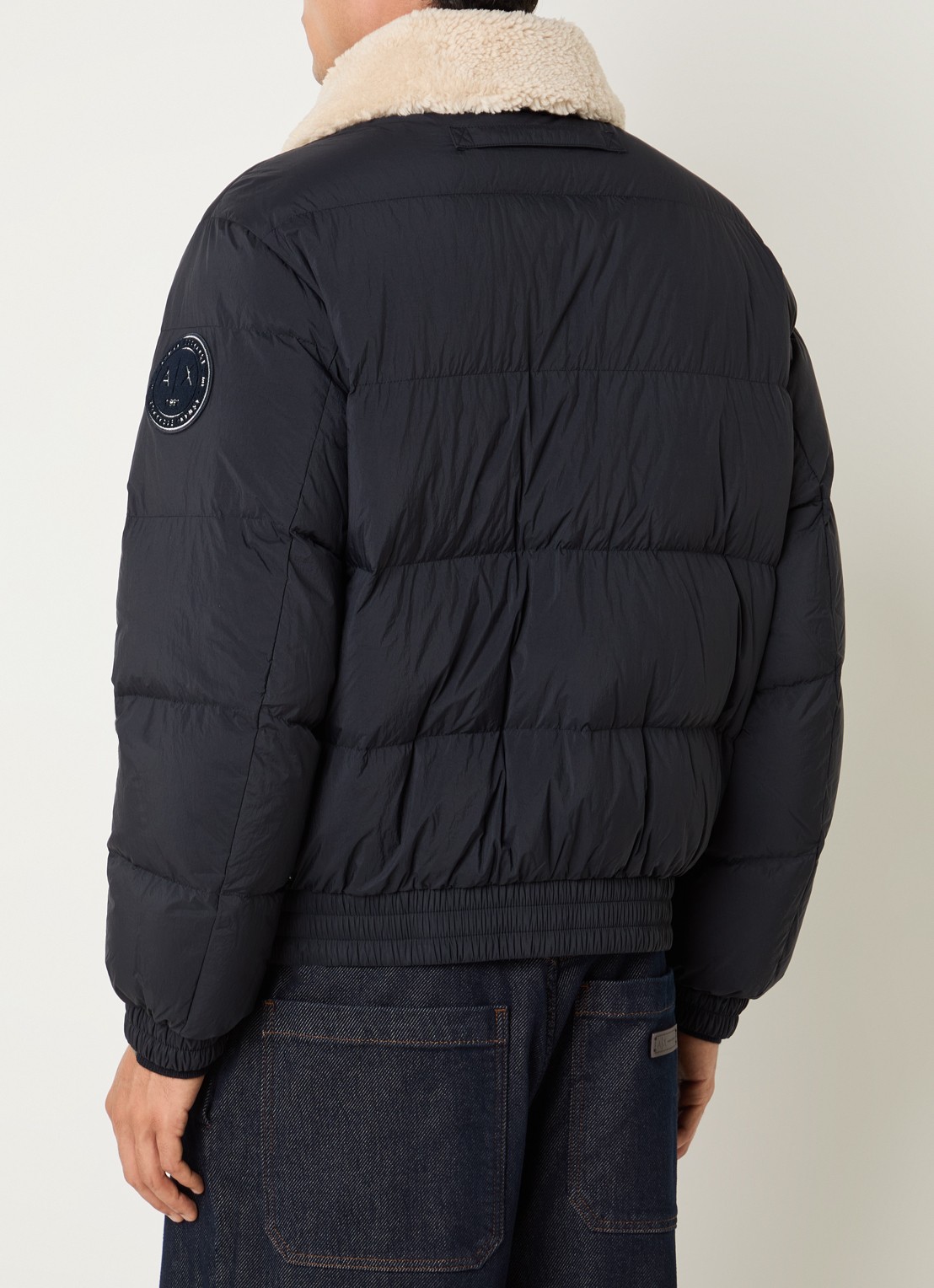 Armani Gewatteerd jack met kraag van imitatiebont en donsvulling - achterkant 3 donkerblauw