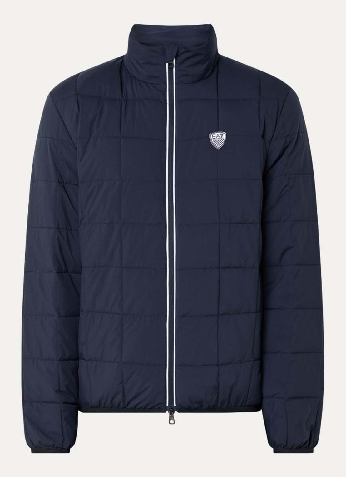 Armani Gewatteerd jack met logo en donsvulling - voorkant donkerblauw