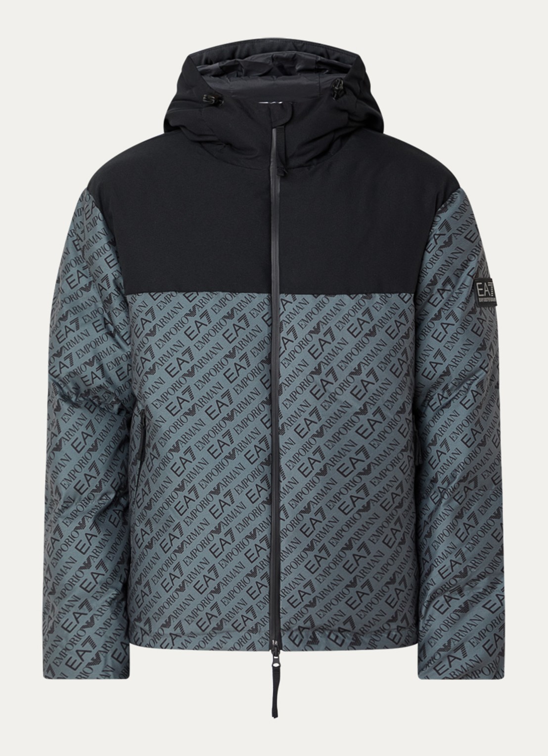 Armani Gewatteerd jack met logoprint  - voorkant 2 bronsgroen