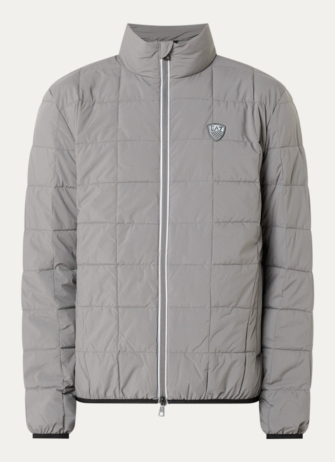 Armani Gewatteerd jack met quilt patroon en logo - voorkant 2 grijs