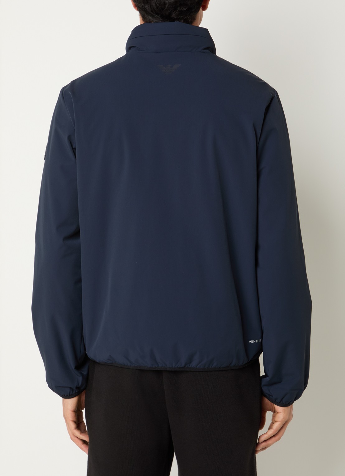 Armani Gewatteerd jack met quilt patroon en ritszakken - achterkant 4 donkerblauw
