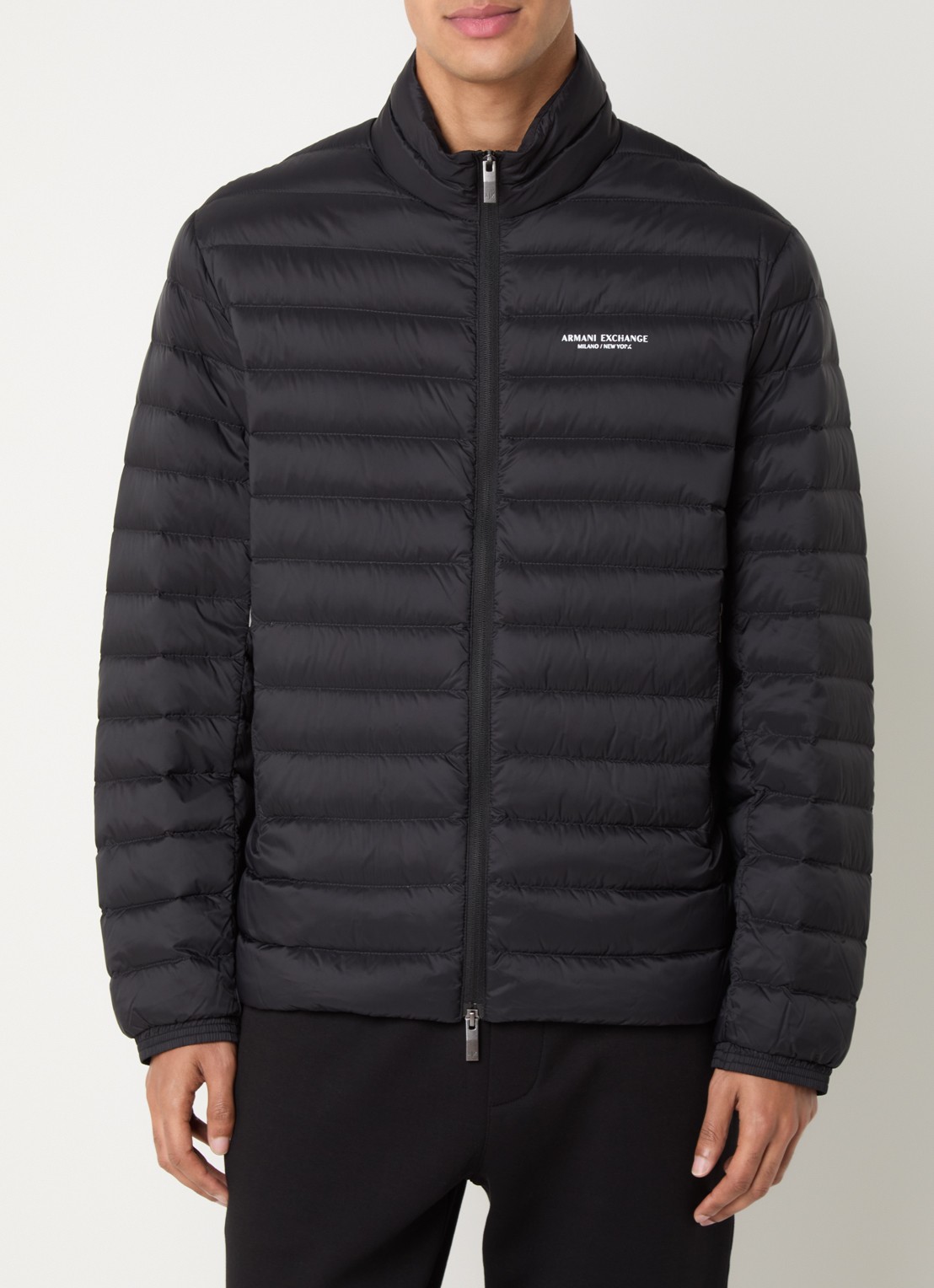 Armani Gewatteerd jack met steekzakken - detail zwart