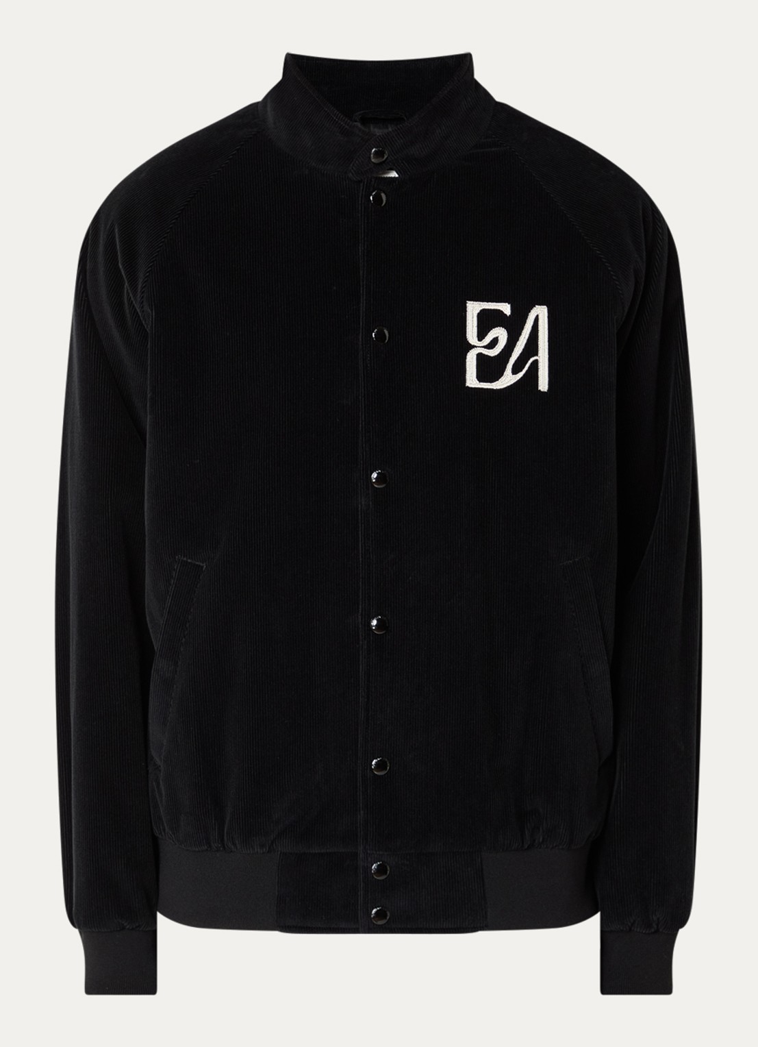 Armani Gewatteerd jack van corduroy met logoborduring - voorkant 2 zwart