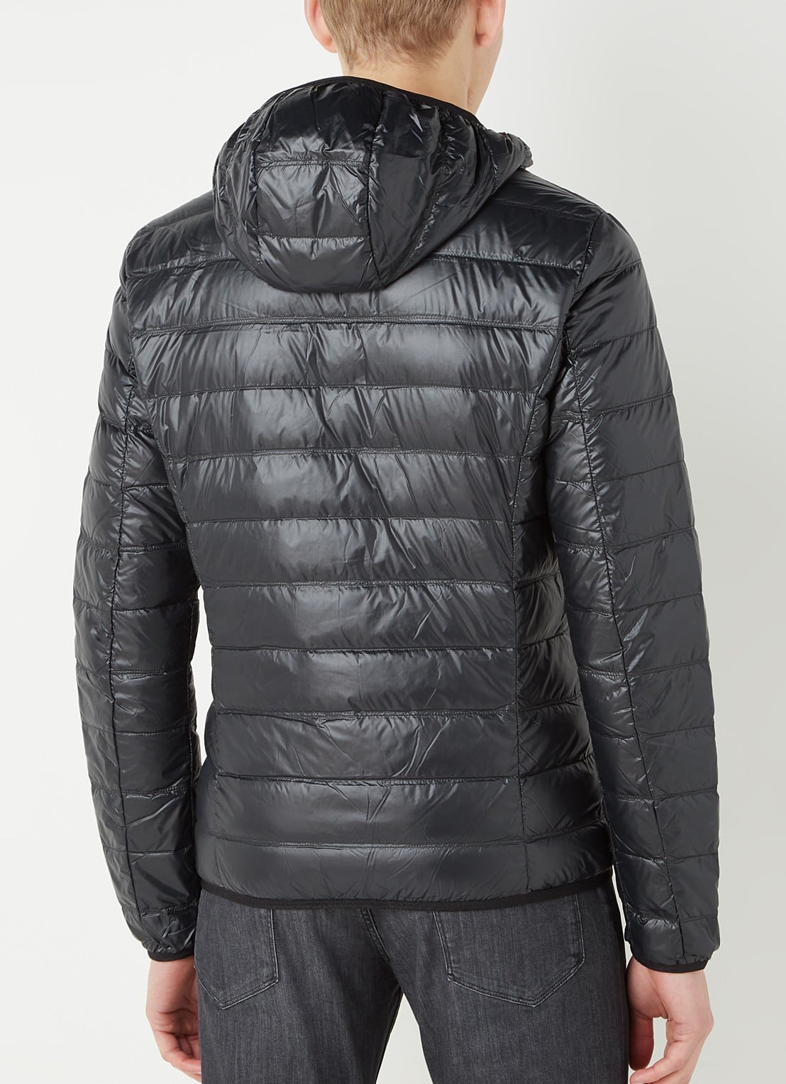 Armani Gewatteerd trainingsjack met donsvulling en logo - achterkant 5 zwart