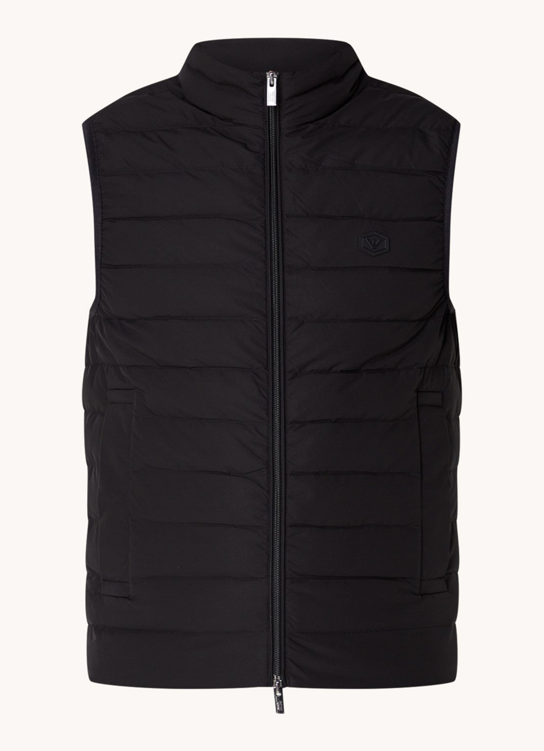 Armani Gewatteerde bodywarmer met donsvulling en logo - voorkant 2 zwart