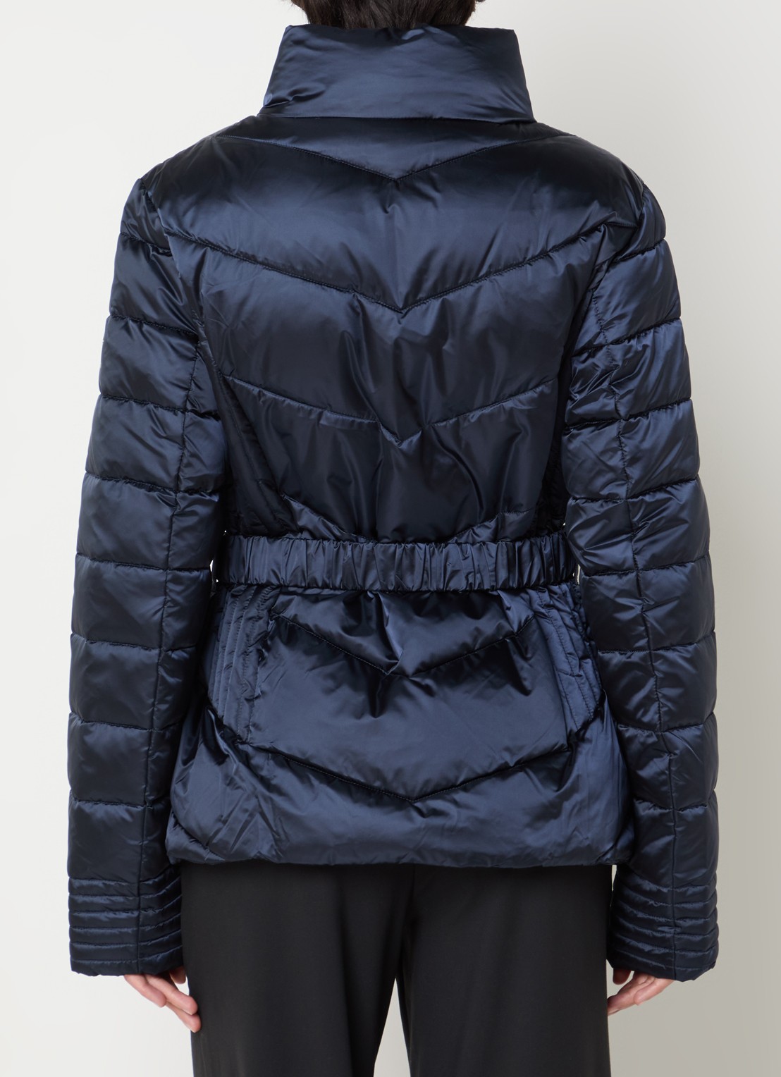 Armani Gewatteerde jas met ceintuur en glanzende finish - achterkant 4 donkerblauw
