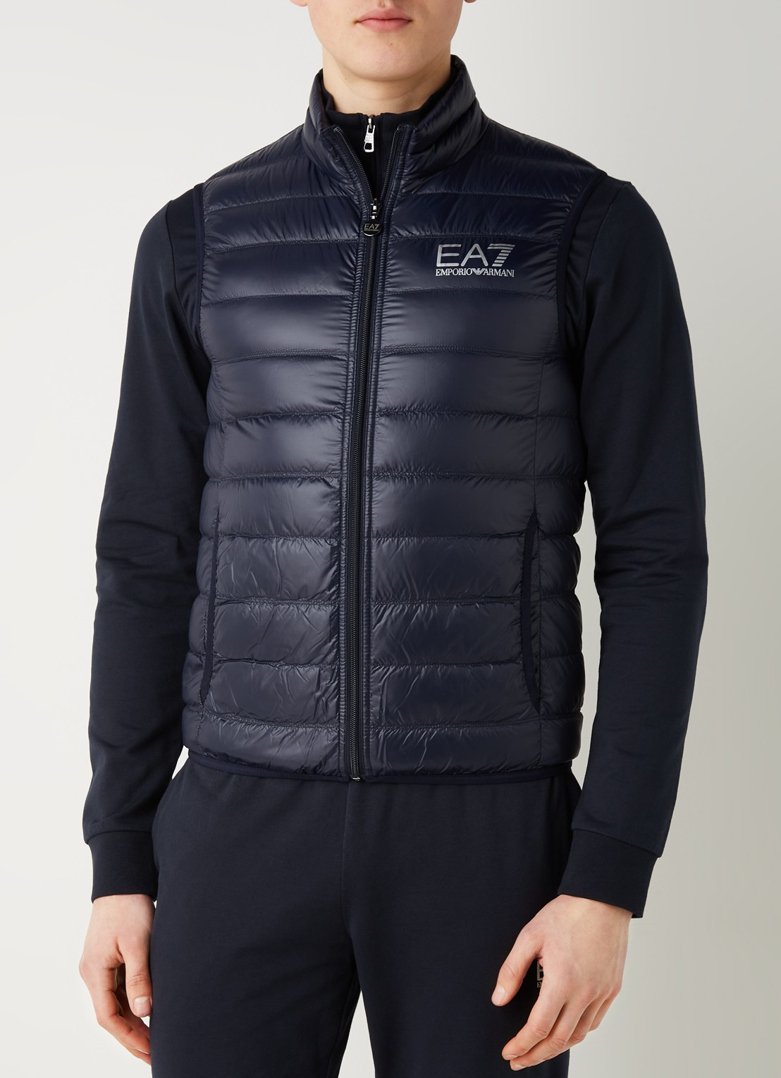 Armani Gewatteerde trainingsbodywarmer met donsvulling  - detail 3 donkerblauw