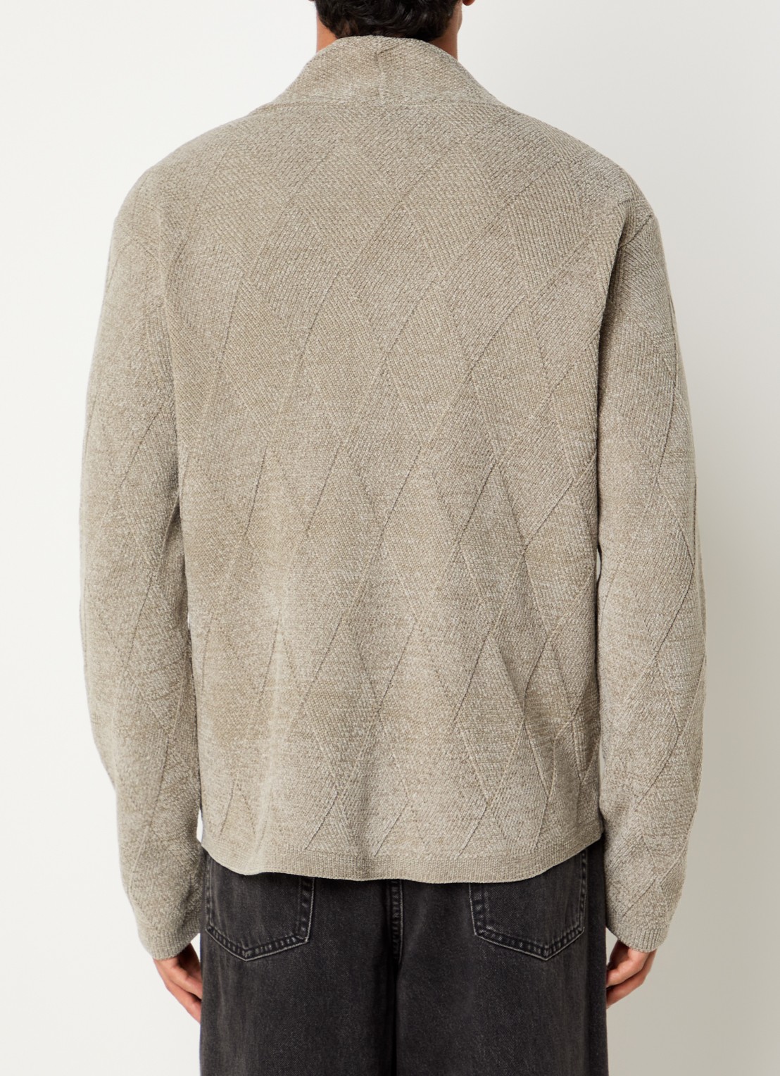 Armani Grofgebreid vest in wolblend met V-hals - achterkant 4 lindegroen