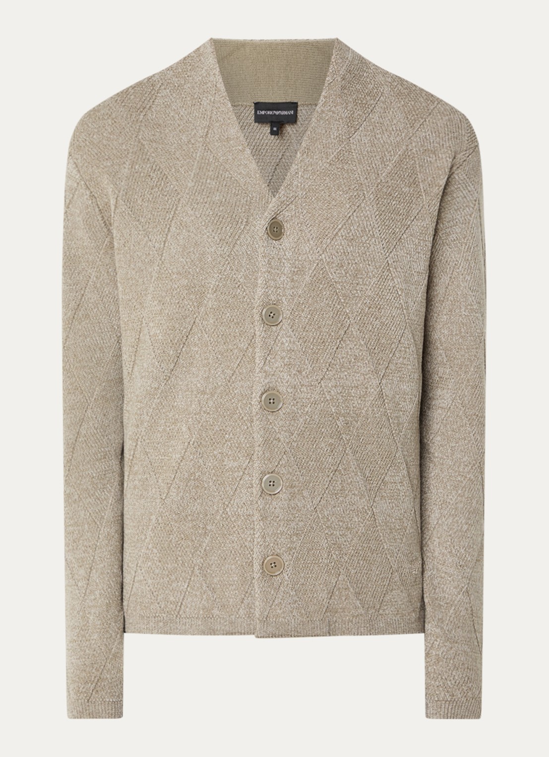 Armani Grofgebreid vest in wolblend met V-hals - voorkant 2 lindegroen