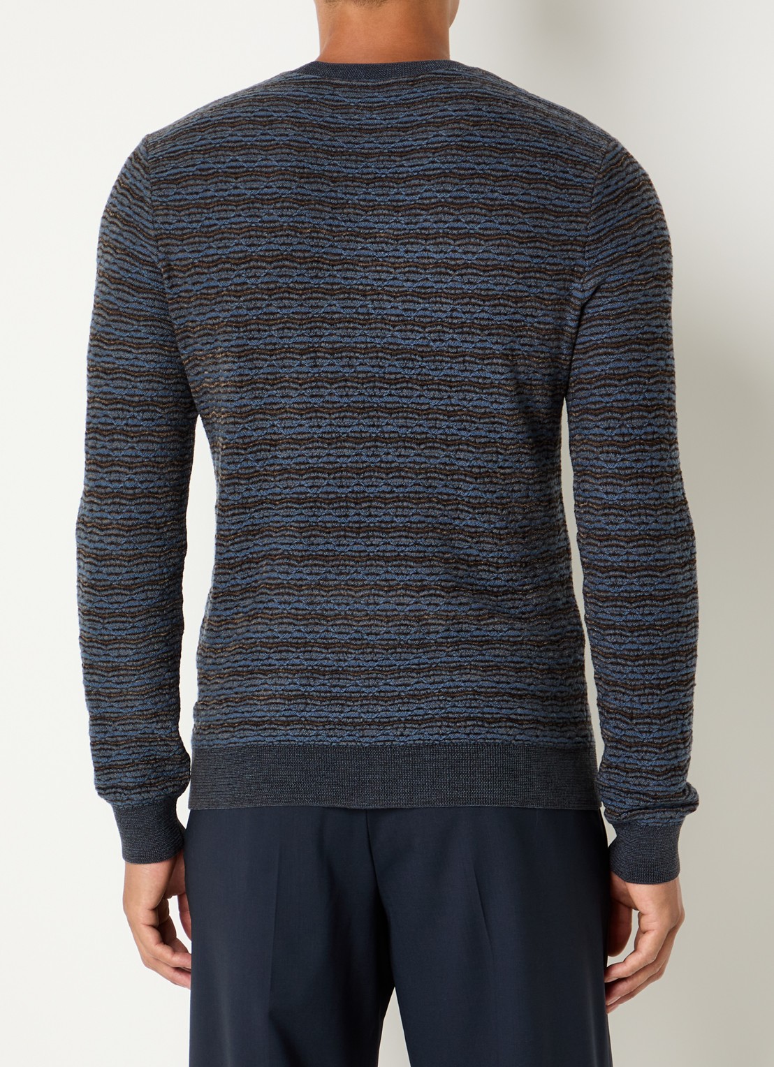 Armani Grofgebreide pullover in scheerwolblend - achterkant 4 staalblauw