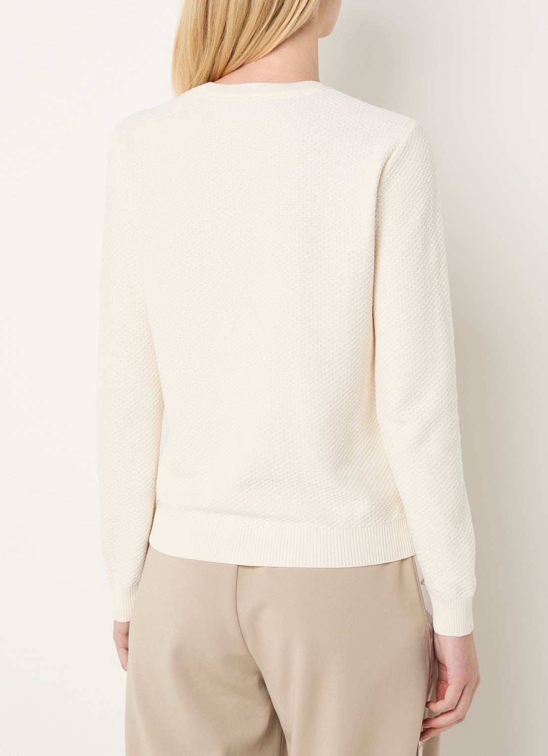 Armani Grofgebreide pullover met logo - achterkant 2 gebroken wit