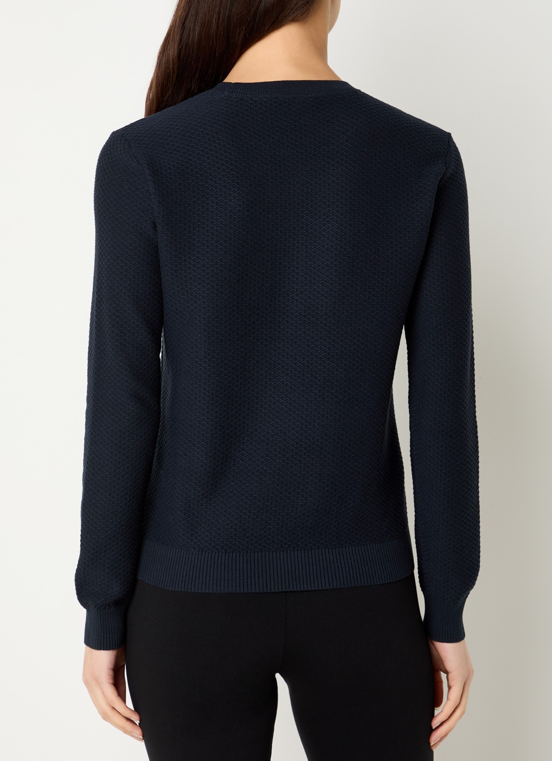 Armani Grofgebreide pullover met logo - achterkant donkerblauw