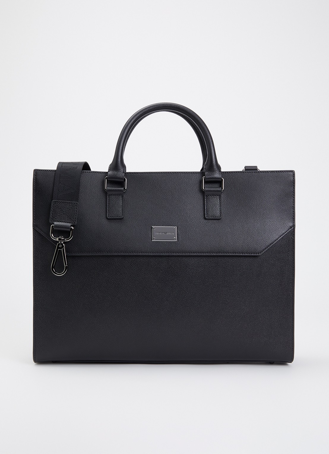 Armani Handtas van leer met afneembare schouderriem - voorkant zwart