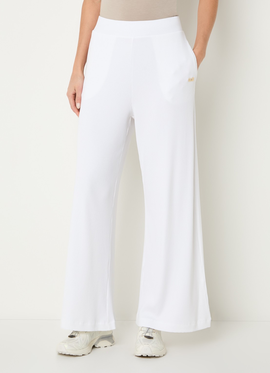 Armani High waist flared fit broek - detail 2 wit