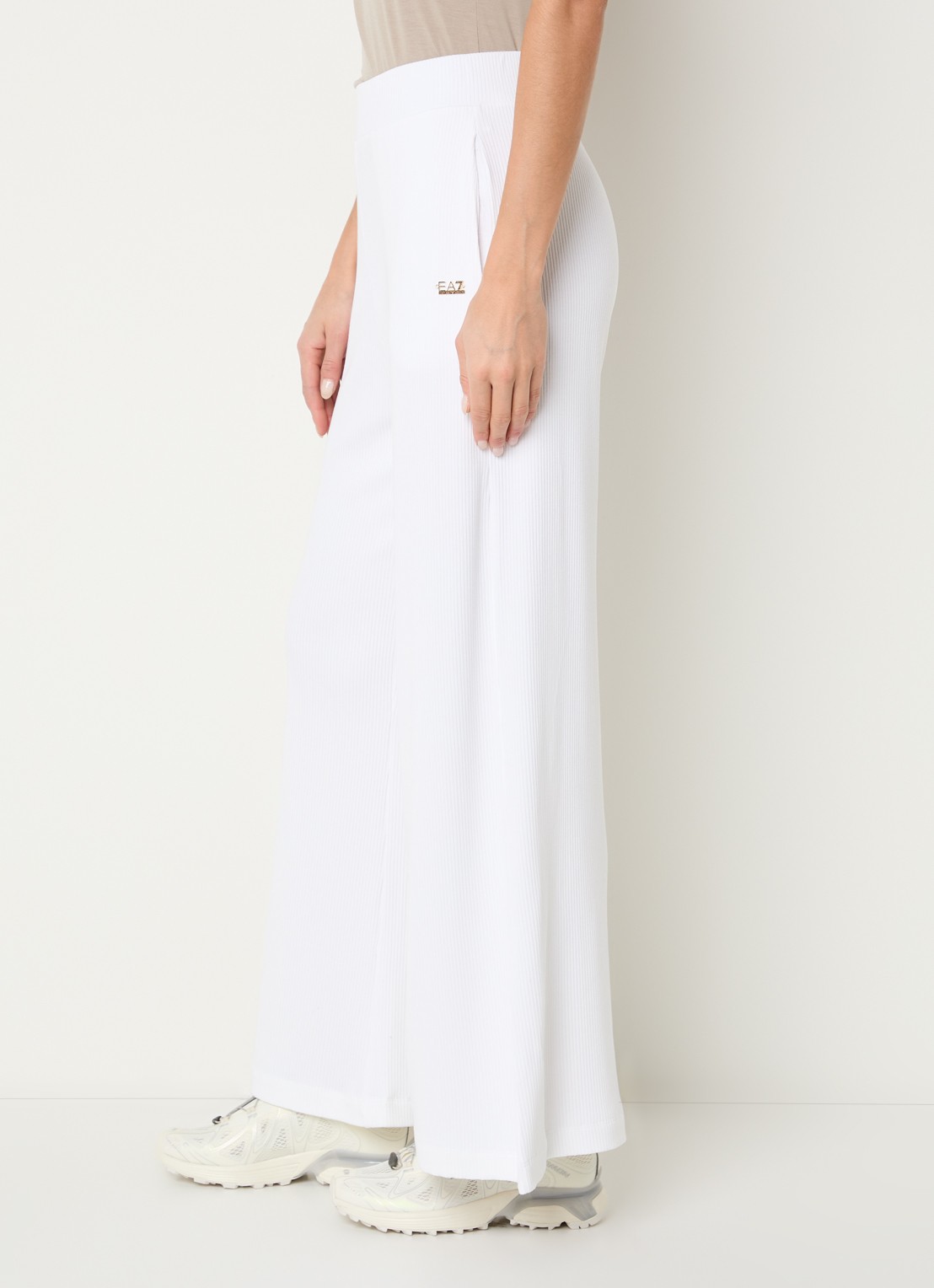 Armani High waist flared fit broek - detail 3 wit