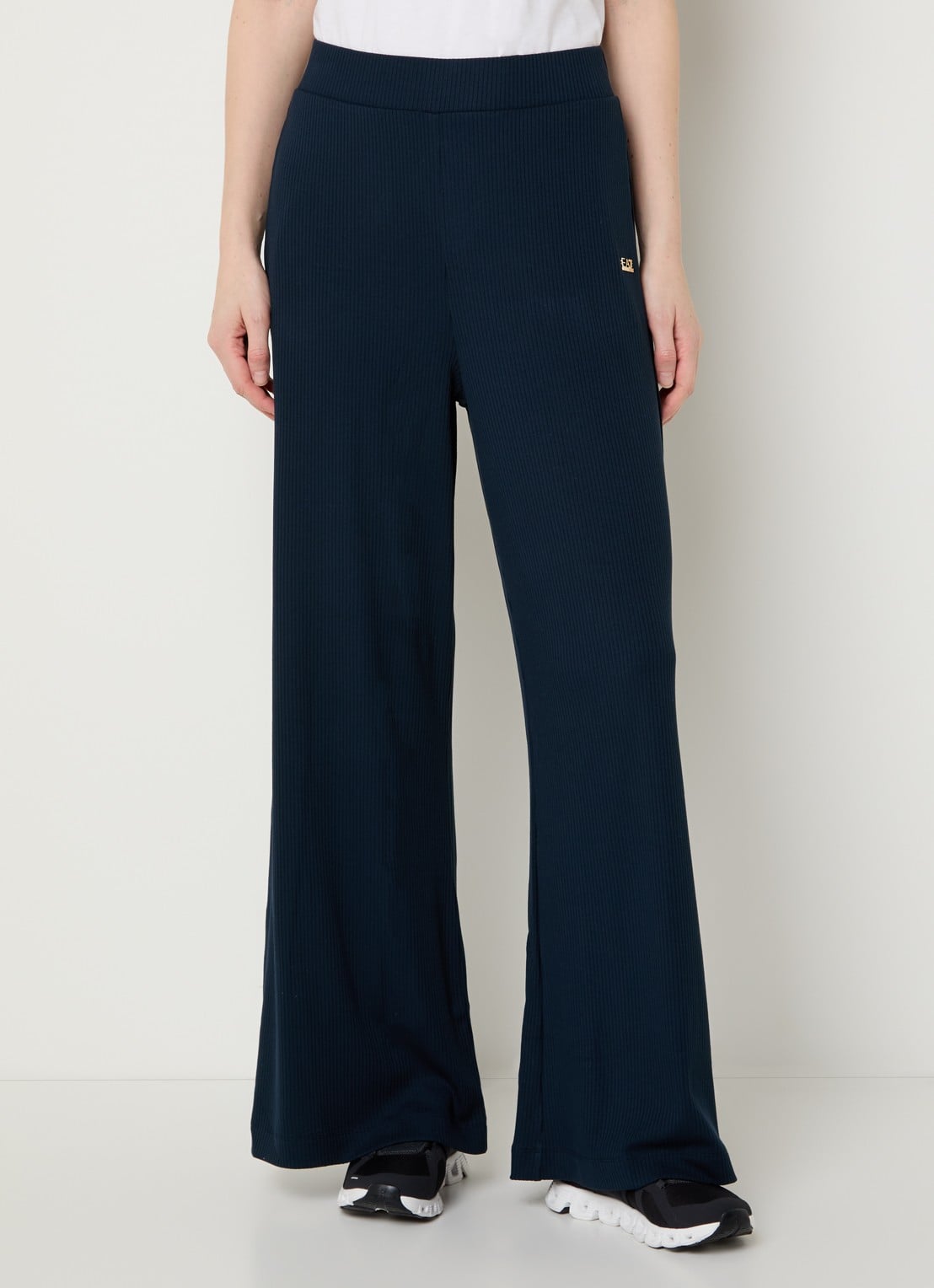 Armani High waist flared fit broek - detail 4 donkerblauw