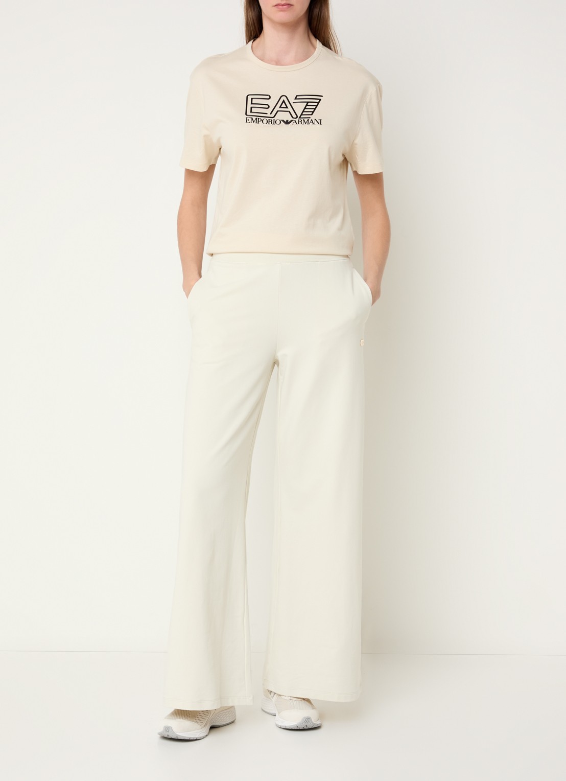 Armani High waist flared fit joggingbroek met steekzakken - voorkant 2 grijs