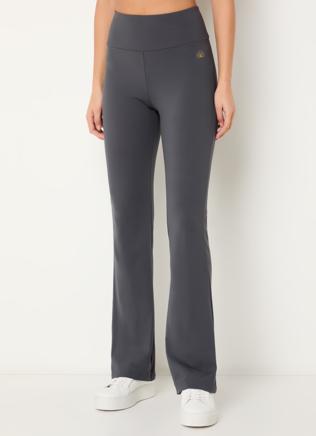 Armani High waist flared fit trainingslegging met logo - detail 4 donkergrijs