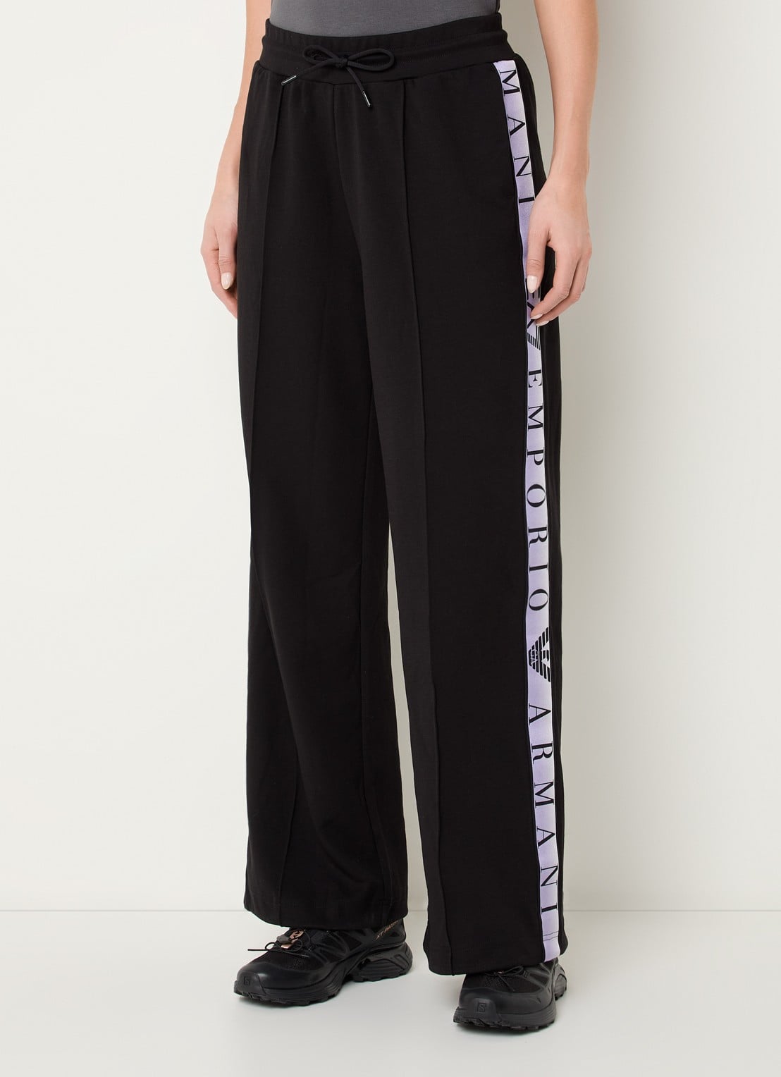 Armani High waist loose fit joggingsbroek met logo - detail 2 zwart