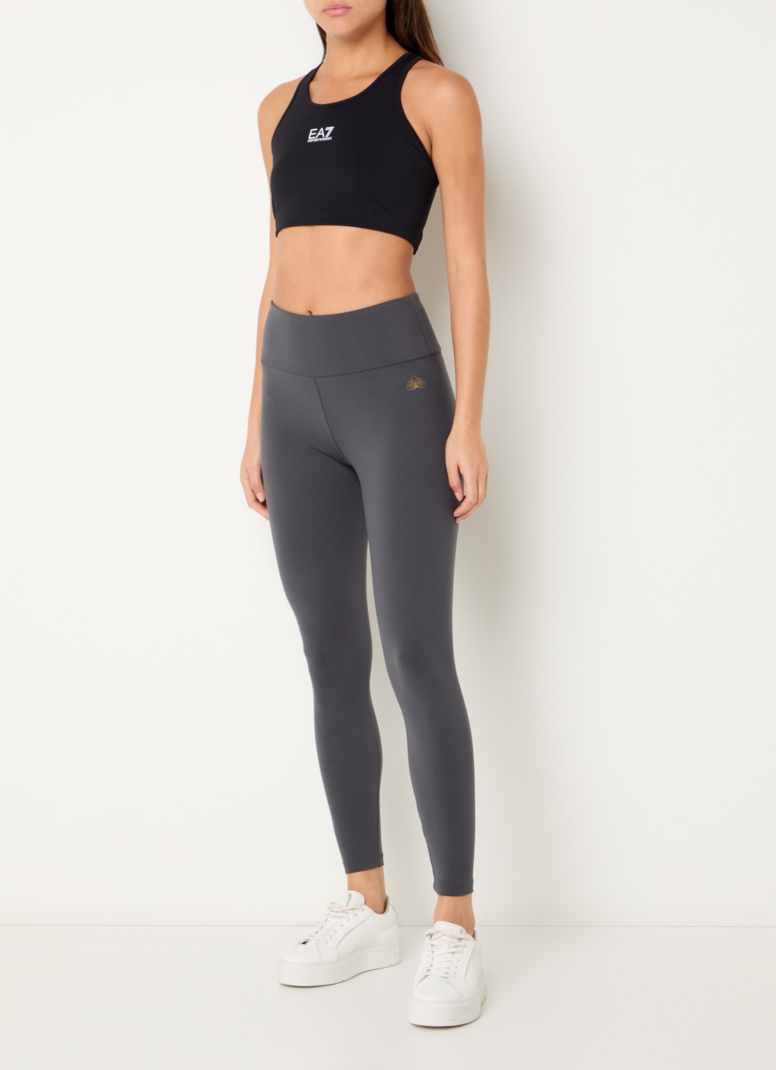 Armani High waist skinny fit legging met logo - voorkant 5 brons