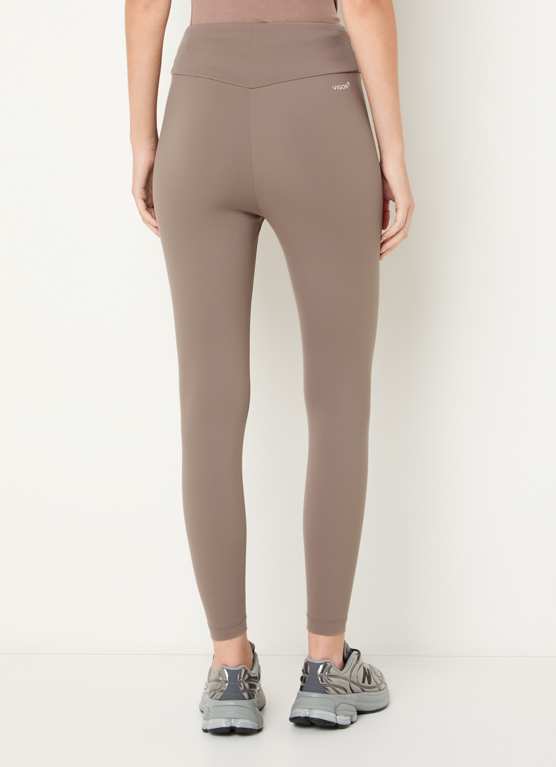 Armani High waist skinny fit trainingslegging met logo - achterkant lichtbruin