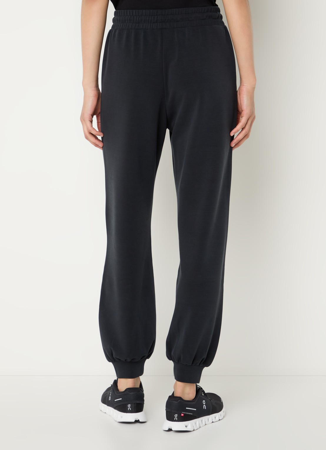 Armani High waist tapered fit joggingbroek met logo - achterkant 3 zwart