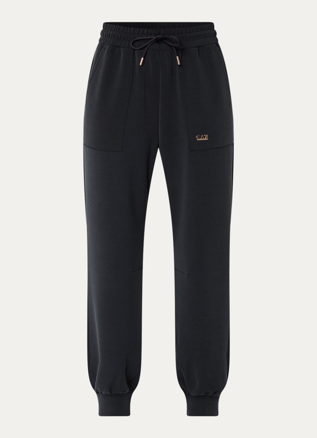 Armani High waist tapered fit joggingbroek met logo - voorkant zwart