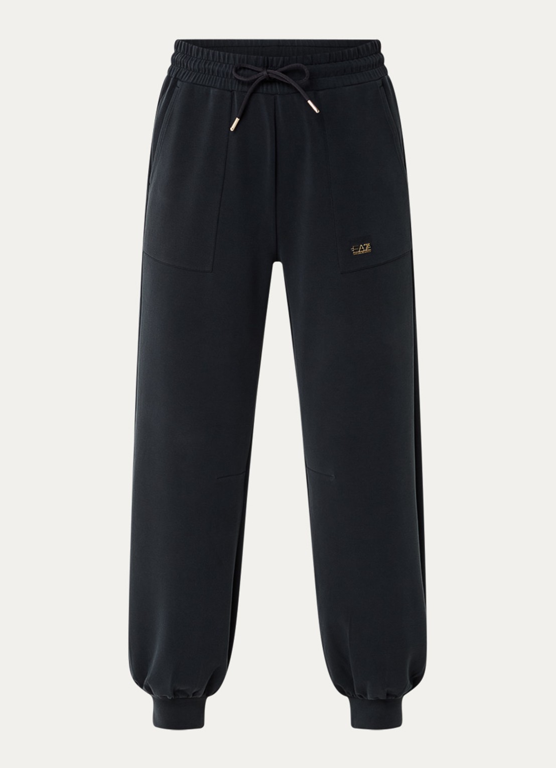 Armani High waist tapered fit joggingbroek met logo - voorkant zwart