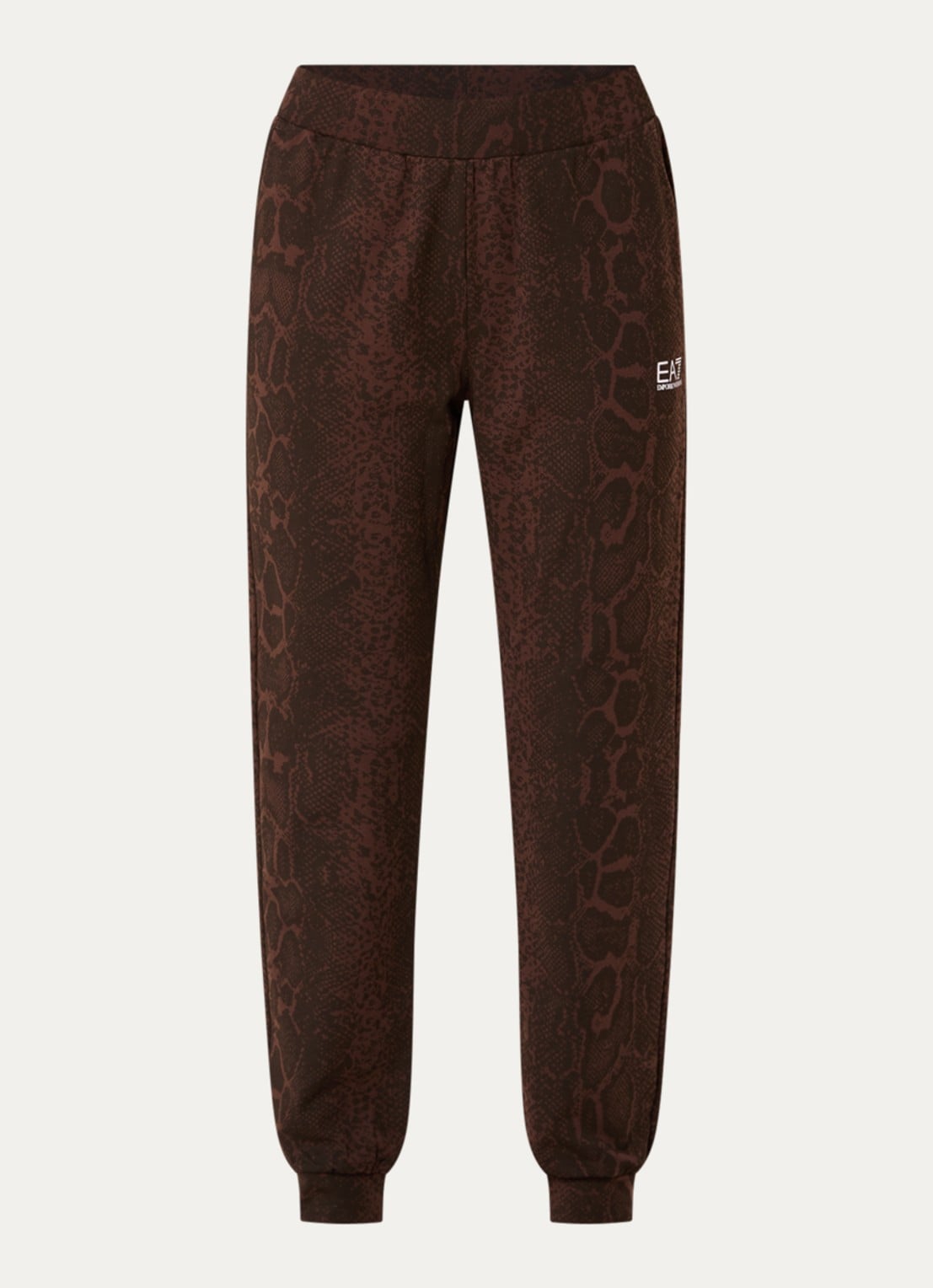 Armani High waist tapered fit joggingbroek met slangenprint - voorkant 2 bruin