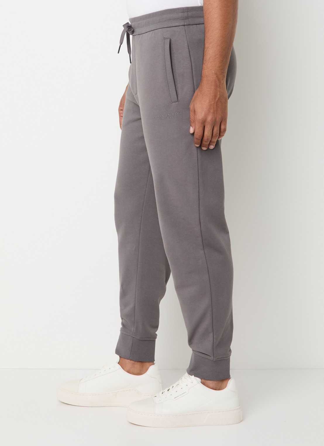 Armani High waist tapered fit joggingbroek met steekzakken - detail 2 grijs