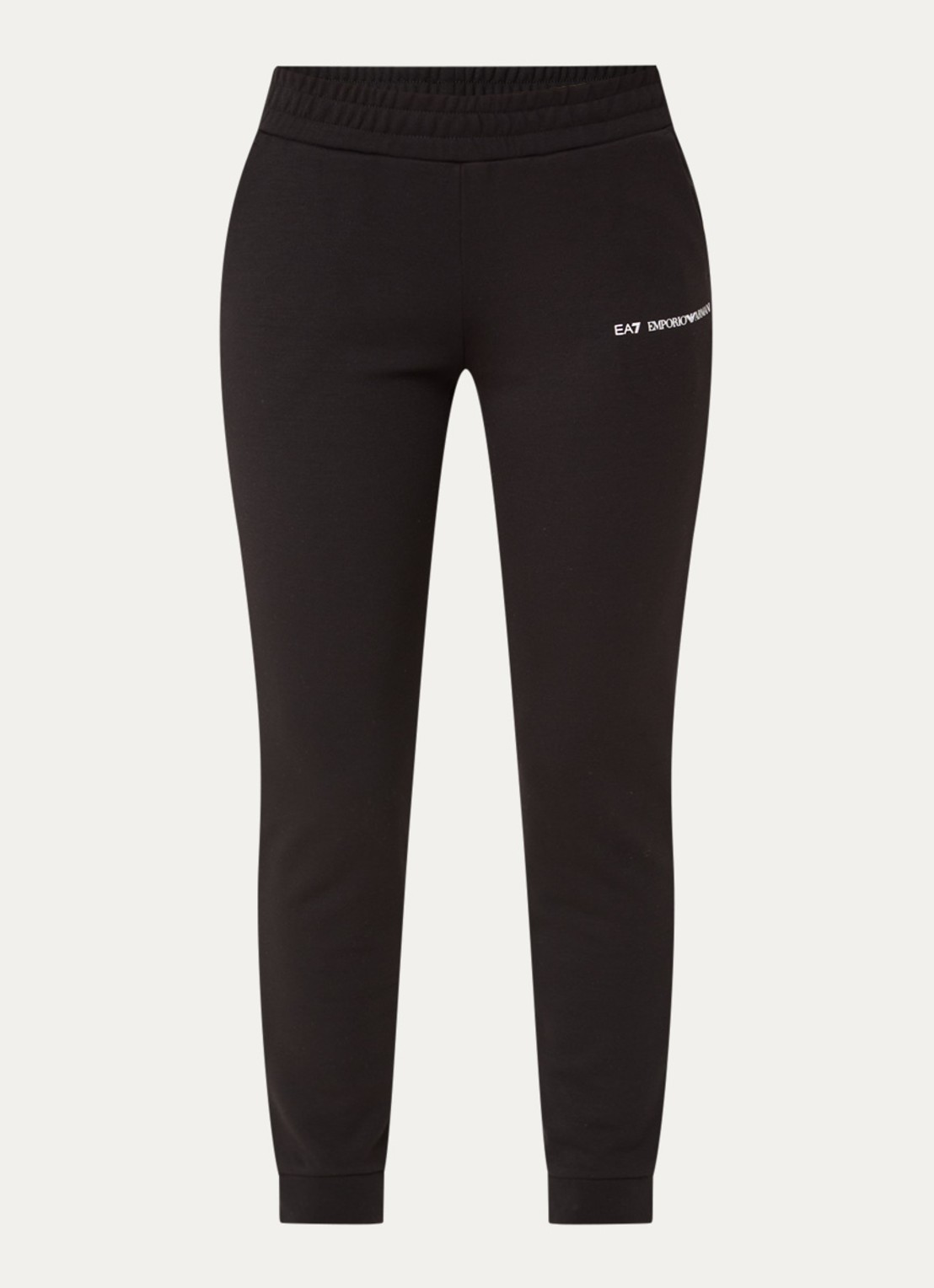 Armani High waist tapered fit joggingsbroek met logo - voorkant 2 zwart