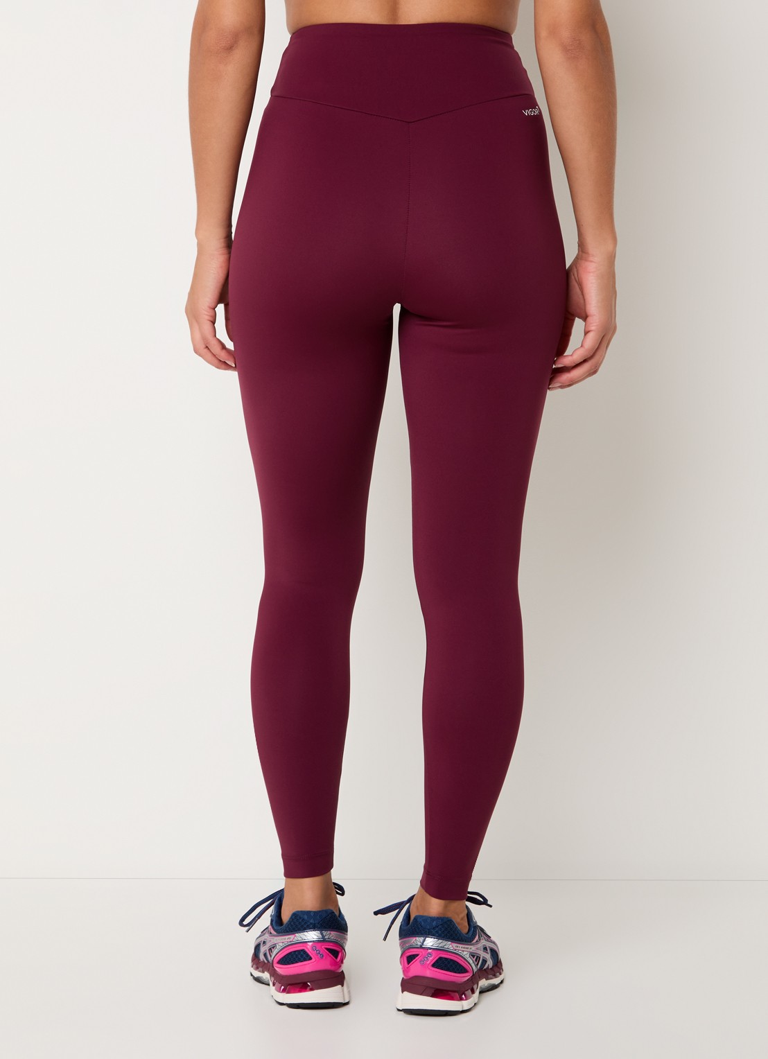 Armani High waist trainingslegging met logo - achterkant bordeauxrood
