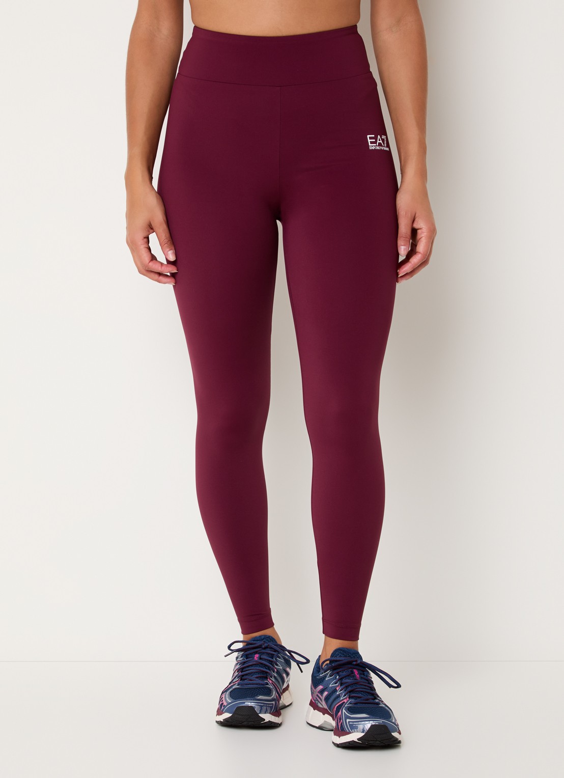 Armani High waist trainingslegging met logo - detail 4 bordeauxrood