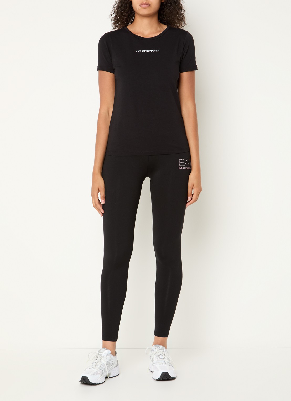 Armani High waist trainingslegging met logo - voorkant 5 zwart