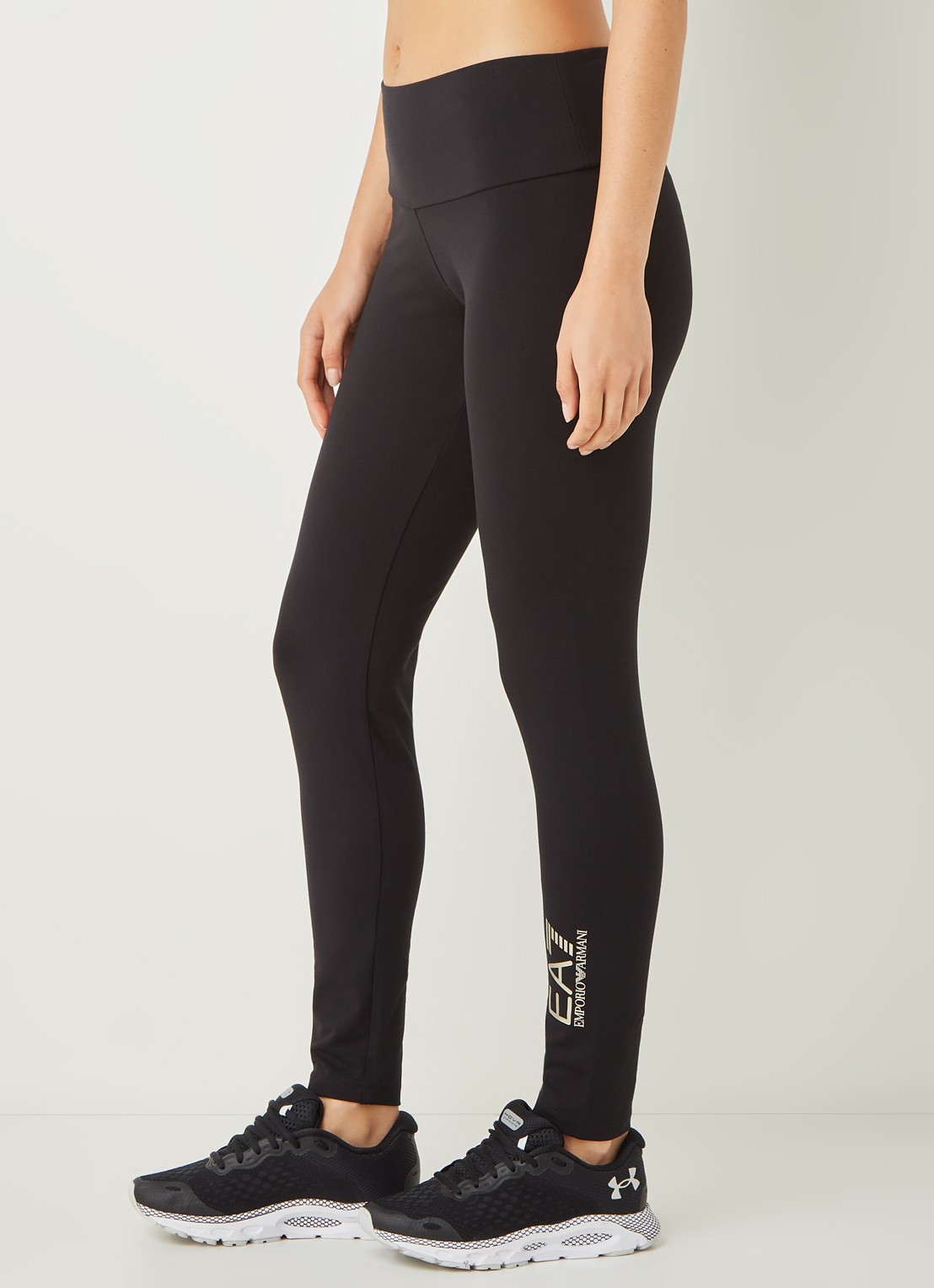 Armani High waist trainingslegging met metallic logo - detail 3 zwart