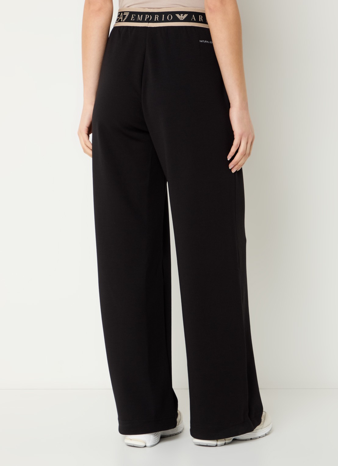 Armani High waist wide fit broek met logoband en steekzakken - achterkant 4 zwart