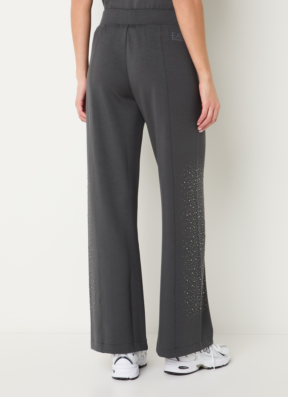 Armani High waist wide fit joggingbroek met strass - achterkant donkergrijs
