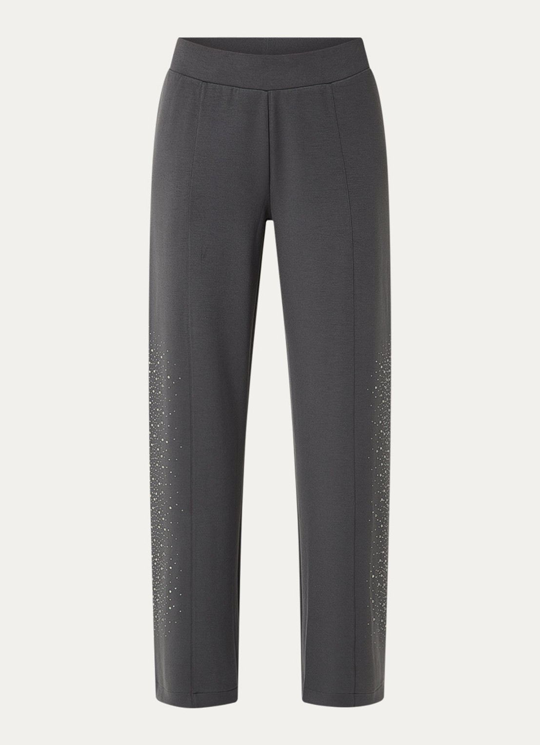 Armani High waist wide fit joggingbroek met strass - voorkant 3 donkergrijs